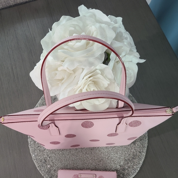 NWT - Kate Spade - Hani, Haven Lane Glitter Pink Polka Dot Tote - Picture 13 of 16